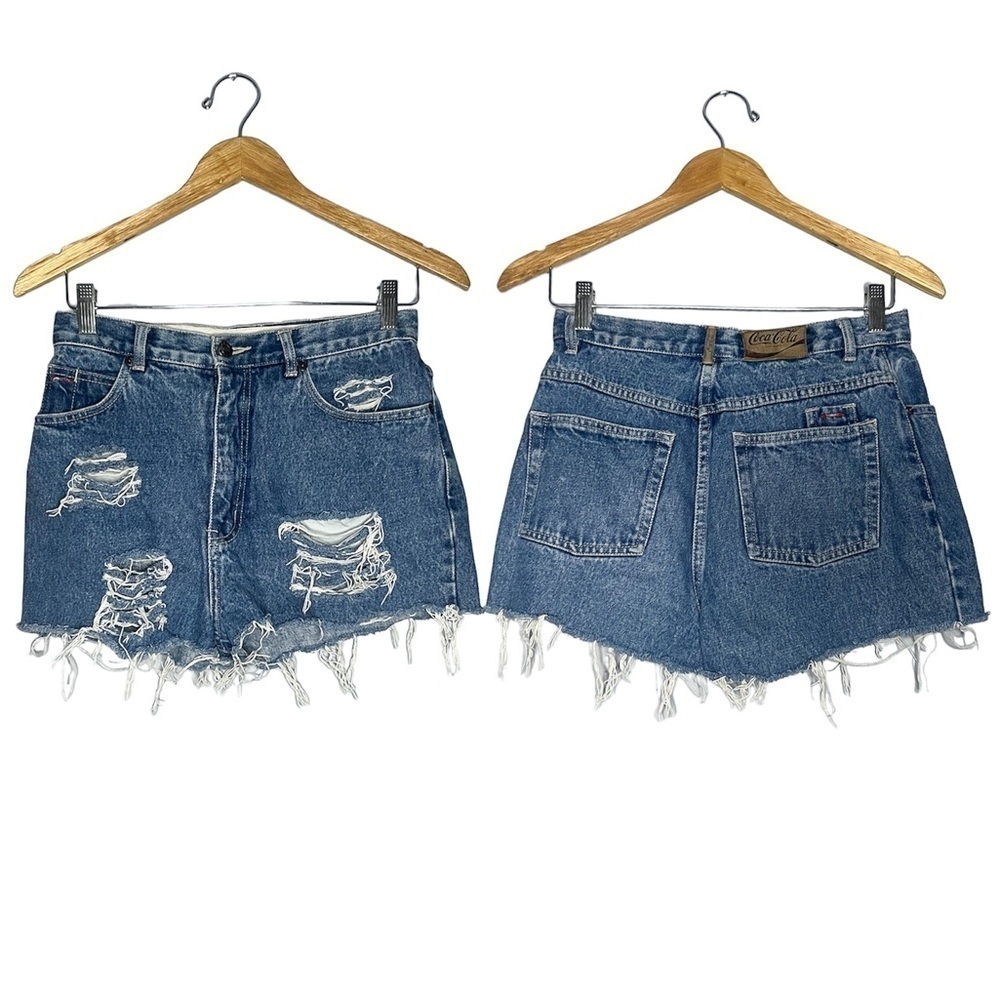 Coca-Cola Vintage Denim Distressed High Waisted Shorts 27/4